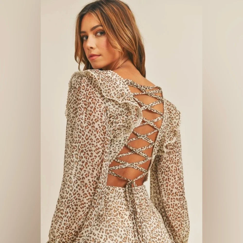 NWT,Anthropologie Mable, Instantly Slimming ruffle boho mini dress ,size Large - Picture 10 of 13